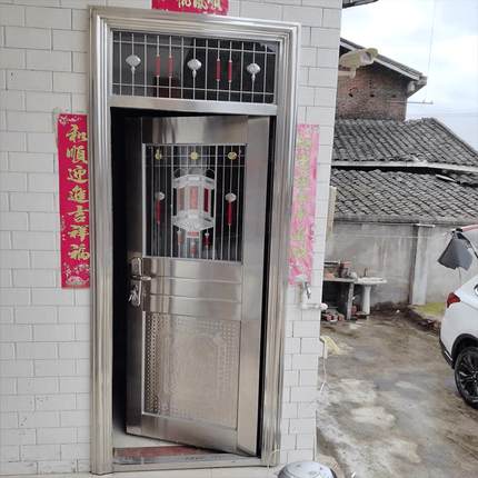 加厚304不锈钢单门带亮窗进户防盗门农村户外门厨房门双开门定