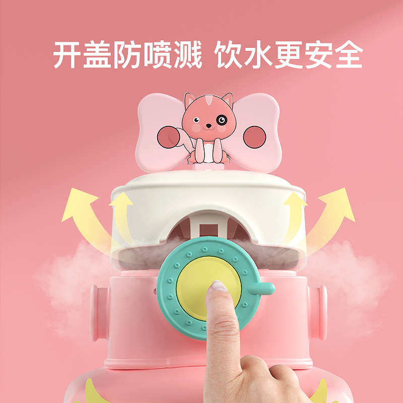 卡通相机保温杯大容量女水杯子带吸管便携背带学生可爱水壶