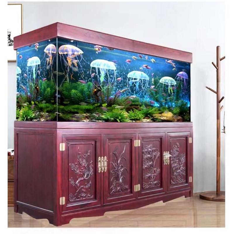 客厅超换水新款鱼缸隔断免玄关水族箱大型白鱼缸2023家用龙落地