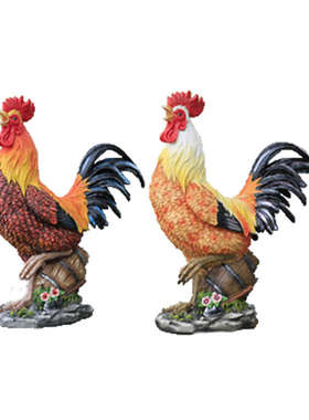 玻璃钢装饰品庭院花园仿真户外摆件别墅雕塑母鸡大号公鸡客厅动物