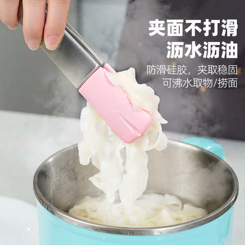 joie硅胶夹子厨房食物夹菜烤肉煎牛排防烫耐高温不锈钢面包食品夹