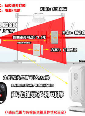 超市提醒红外线感应器分体式迎宾器语音商铺门铃进门你好欢迎光临