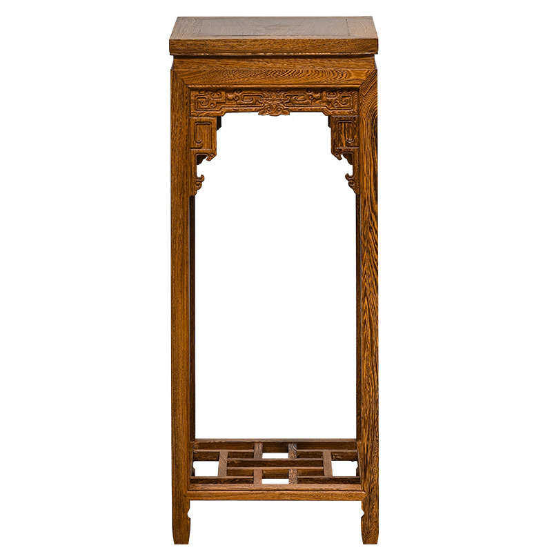 红木家具鸡翅木花架客厅实木新石头几方形架中式落地花盆仿古架花