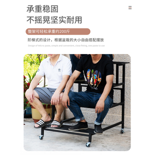 花架铁艺置物架阳台多层落地式户外阶梯移动花盆架子新款种菜层架