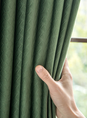 遮光丝绒布2023年新款客厅卧室纹理窗帘绒布轻奢现代简约复古绿色