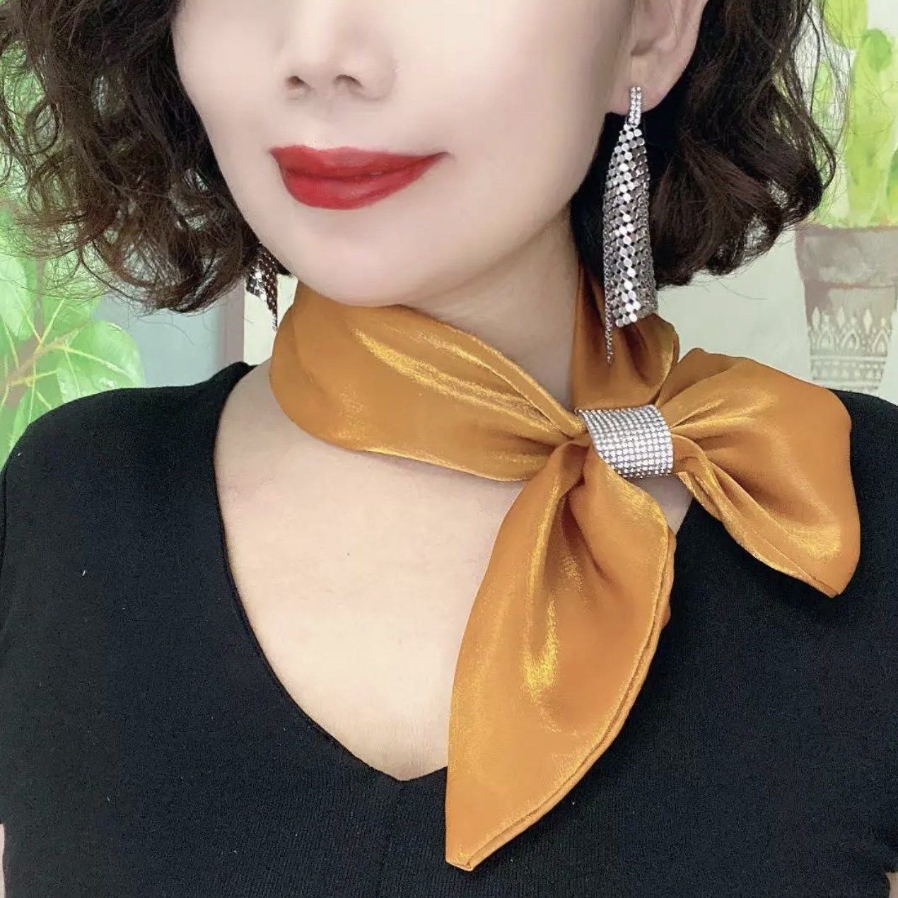 抖音同款清风纱亮钻护颈巾网红气围巾/丝巾/披肩