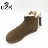 雪地靴男士 短靴子皮毛一体棉靴 真皮男鞋 冬季 加厚短筒防滑保暖棉鞋