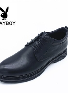 花花公子playboy冬季新款男鞋加绒保暖棉鞋商务正装婚鞋英伦皮鞋