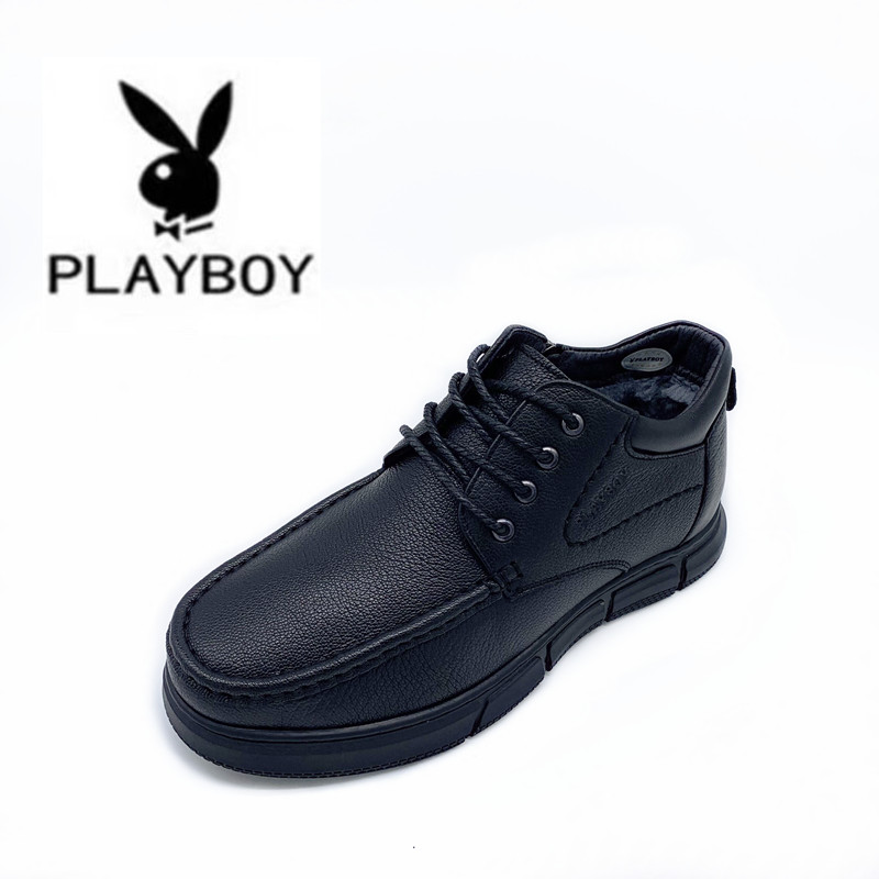 花花公子男鞋冬季商务休闲棉鞋羊皮高帮加绒软皮软底PC483281950
