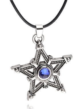 欧美饰品动漫镶钻五芒星项链