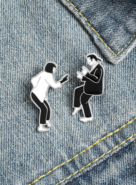 黑白朋克风合金胸针低俗小说Pulp Fiction人物跳舞徽章百搭配饰