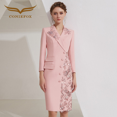 创意狐新品名媛七分袖短裙七分袖