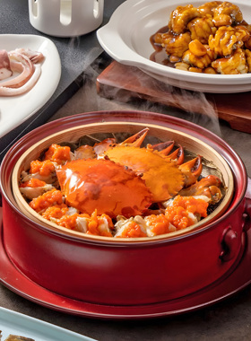 中式复古餐厅创意餐具复古蒸笼粤菜螃蟹点心盘创意特色意境菜餐具