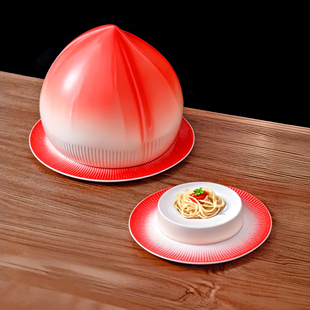 餐厅特色寿桃盘中式生日宴寿宴意境菜创意凉菜长寿面酒店商用餐具