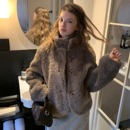 冬季 栗松雪笺 立领温暖毛毛皮草慵懒手工扣厚外套 COSMOS KERNEL