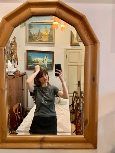 圆领可爱蝴蝶结兔子印花短袖T恤