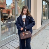 蓝城旧刊 KERNEL COSMOS 时髦休闲连帽拉链丹宁牛仔夹棉外套