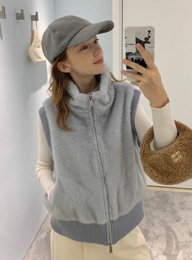 KERNEL COSMOS 冬日费尔南 慵懒风毛毛环保皮草翻领宽松夹棉马甲