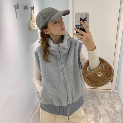 果核宇宙毛毛环保皮草夹棉马甲