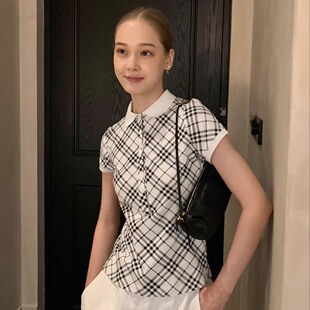 KERNEL COSMOS 格利弗学院  复古美高风格纹Polo领时髦短袖上衣