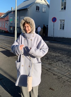 KERNEL COSMOS  冬日萨尔斯堡 温暖毛领连帽双排扣羊毛厚外套