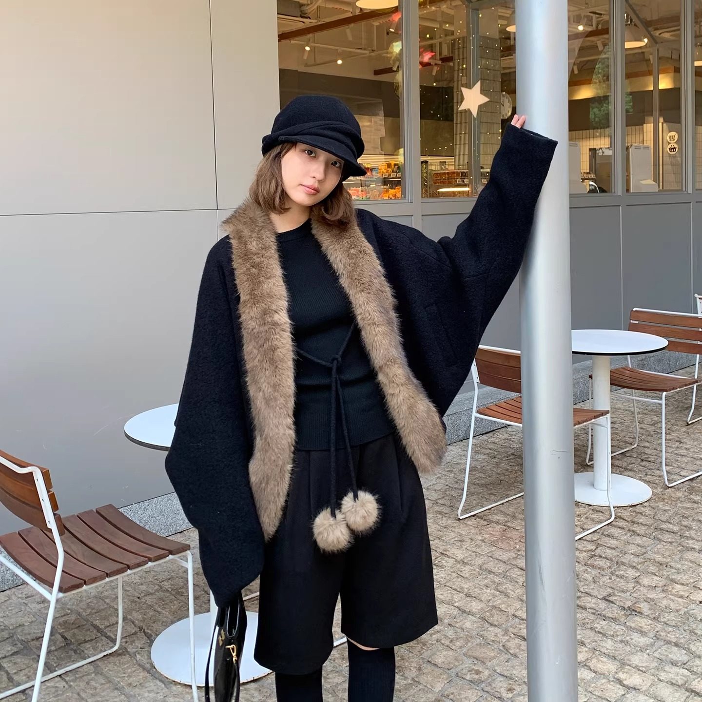 KERNEL COSMOS黑松露信笺 冬复古茧型毛领慵懒蝙蝠袖毛呢开衫外套,女装/女士精品,短外套,淘宝优惠券,粉丝福利购,淘宝优惠卷