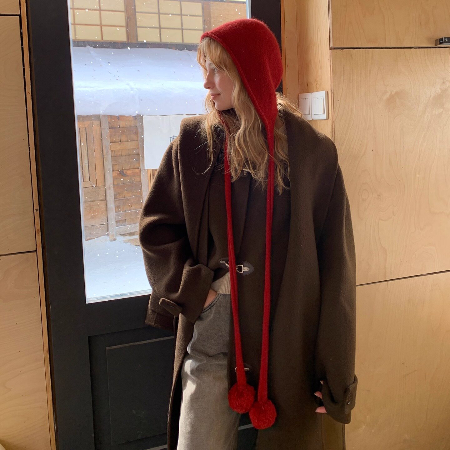 果核宇宙保暖羊毛可爱毛球针织帽