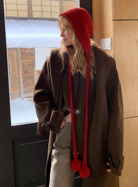 KERNEL COSMOS 北海道冬日 冬季时髦出片保暖羊毛可爱毛球针织帽