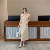 KERNEL 优雅抽褶拼接花边织带茶歇连衣裙 法式 COSMOS 栀子清茶