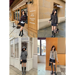 磨毛条纹西装 秋季 面料时髦a字百褶裙短裙 COSMOS KERNEL