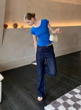 KERNEL COSMOS 卡普里岛 老钱风时髦丹宁原色微喇显瘦天丝牛仔裤