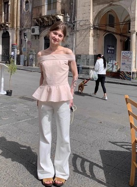 KERNEL COSMOS伦巴第七区 法式博主时髦复古蓝水洗显瘦微喇牛仔裤