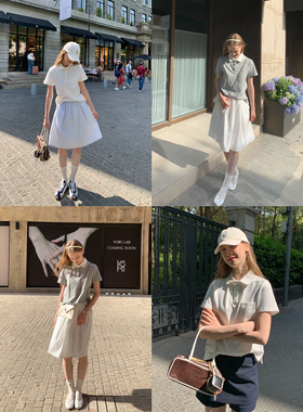 KERNEL COSMOS 约克模范生 高智学院miu系时髦撞色polo花边领T恤