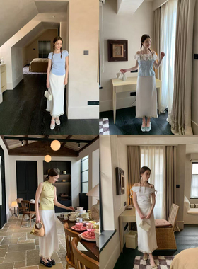 KERNEL COSMOS【荔月情书】法式花边拼接拉长比例显瘦气质半身裙