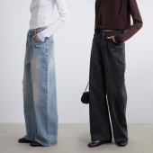 春夏复古做旧喷马骝猫须时髦废土脏脏休闲牛仔裤 KERNEL COSMOS