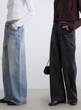 KERNEL COSMOS 春夏复古做旧喷马骝猫须时髦废土脏脏休闲牛仔裤