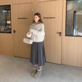 冬日雾都 KERNEL COSMOS 秋冬百搭绵羊毛简约高腰显瘦百褶半身裙