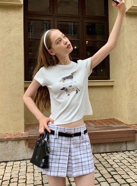 KERNEL COSMOS苏打街区 经典英式腔调休闲学院风撞色格纹裙裤短裙