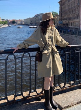 KERNEL COSMOS奥伦堡日落 秋季设计感连帽领带廓形感抽绳风衣外套