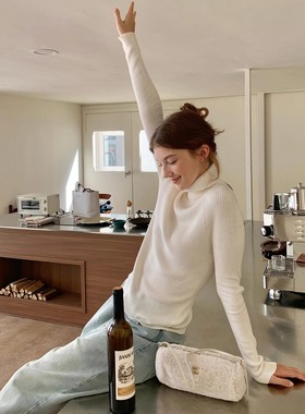 KERNEL COSMOS 秋日轻启 设计感两穿可拆卸高领细坑条打底针织衫