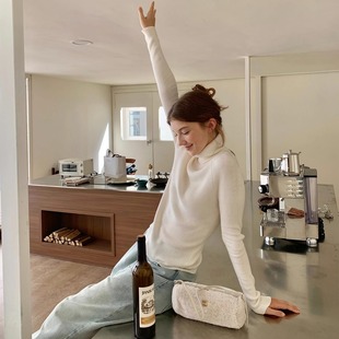 KERNEL COSMOS 秋日轻启 设计感两穿可拆卸高领细坑条打底针织衫