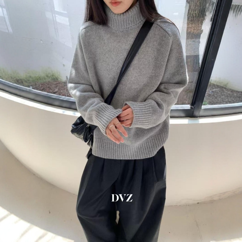 时尚百搭高领宽松羊毛毛衣