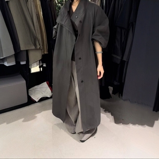 DVZ欧洲站2025秋季极简时尚百搭立领宽松显瘦长款风衣外套女上衣1