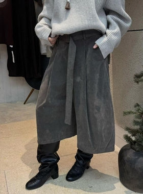 DVZ欧洲站2025秋冬时尚高腰阔腿裤宽松显瘦大脚裤洋气灯笼七分裤1