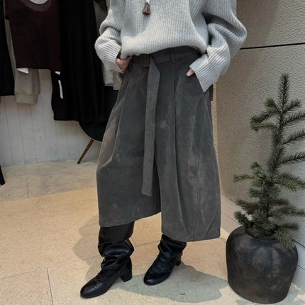 DVZ欧洲站2025秋冬时尚高腰阔腿裤宽松显瘦大脚裤洋气灯笼七分裤1