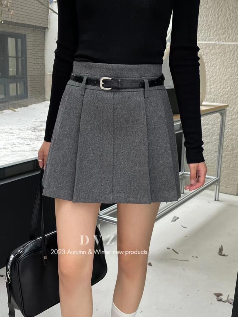羊毛短裙A字裙通勤百褶半身裙女1