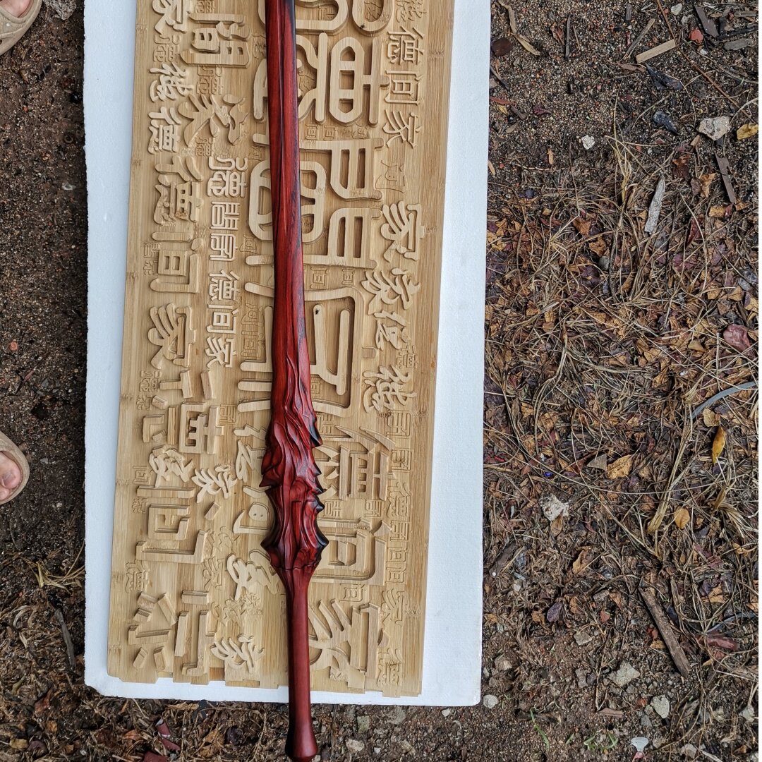 秦时明月盖聂大叔木劍-卫庄天行九歌一体红木赞比亚血檀雕刻出来
