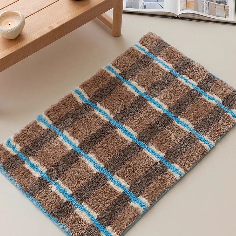 中古风氛围感植绒地毯小众插画脚垫浴室防滑吸水门垫房间装饰脚垫