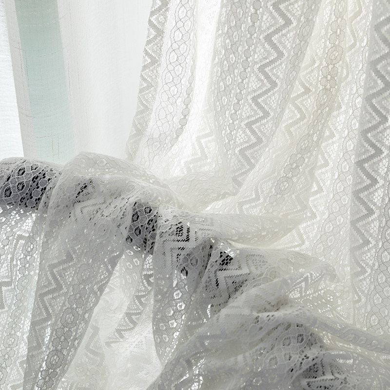 浪漫条纹 北欧文艺法式复古棉线蕾丝餐厅咖啡馆窗帘窗纱定制