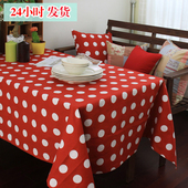 餐桌布 美式 乡村圣诞节新年复古田园红色波点台布 桌旗茶几布盖布